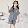 Girls Cotton Short Sleeve Pajama Set Lightweight Cartoon Print Sleepwear Ages 8