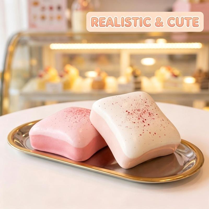 Strawberry Yogurt Toast Squishy Toy Soft Slow Rising Stress Relief Fidget Squeeze Cute Portable Decompression Gift