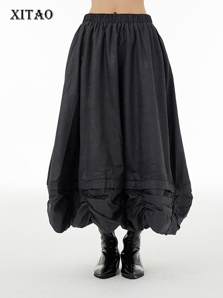 

XITAO Fashion Folds Bud Skirt Loose Women WLD8971