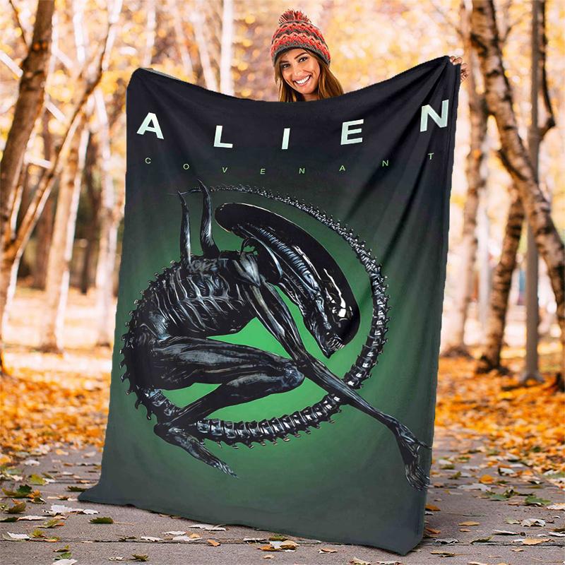 Alien Flannel Blanket Soft Warm All-Season Throw, Design for Camping, Car Travel, Hiking Sofa, Bed, Office Perfect Gift for Parties