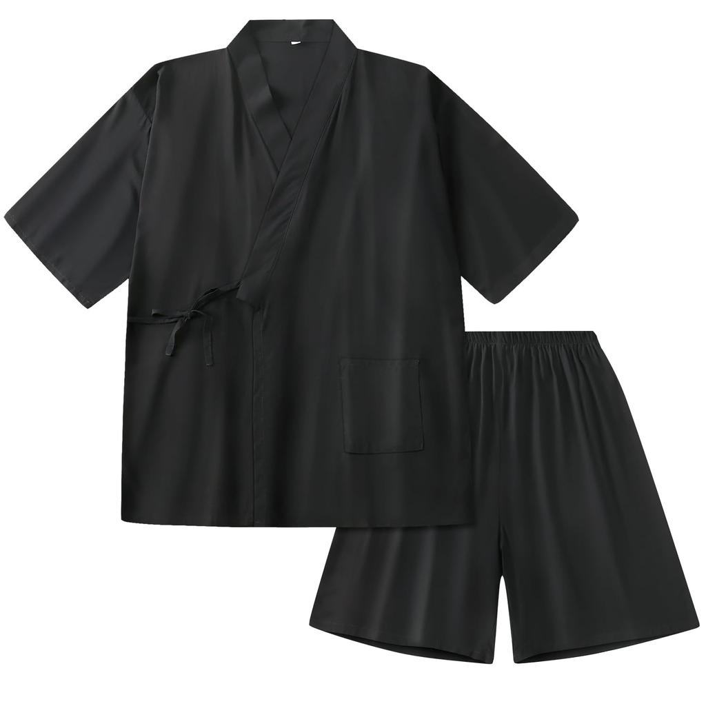 Comfort U Jinbei Summer Short Sleeve Cotton Yukata Style Sleepwear Solid Loungewear for Perfect for Summer Hospital or as a Day Available in and XL
