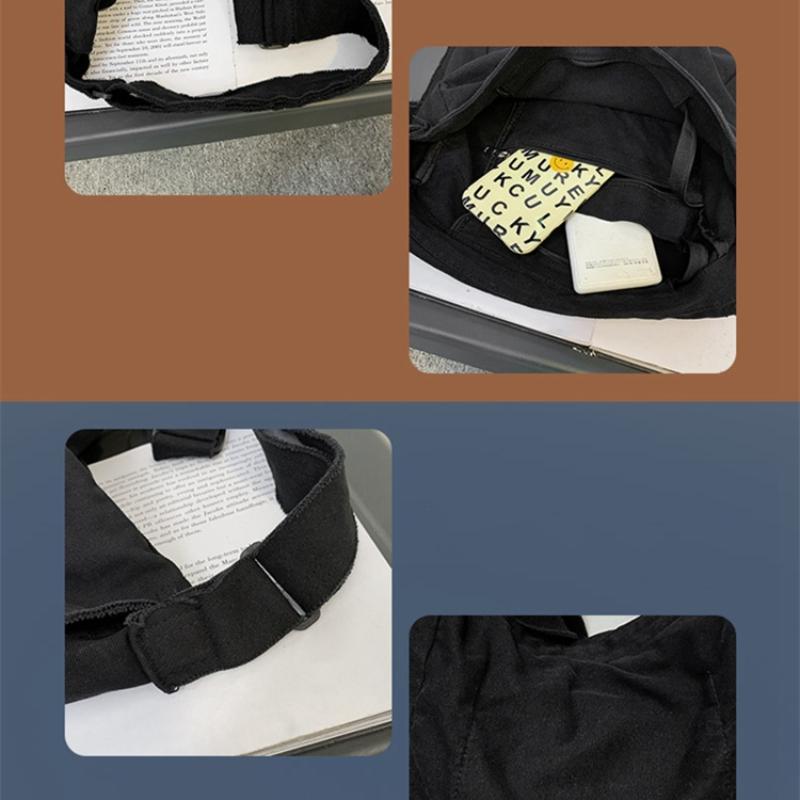 Teenager Canvas Textile Big Capacity School Book Side Sling Bag 2023 Leisure Fabric Cloth Aesthetic Y2K Grunge Hip Hop Pouch Bag