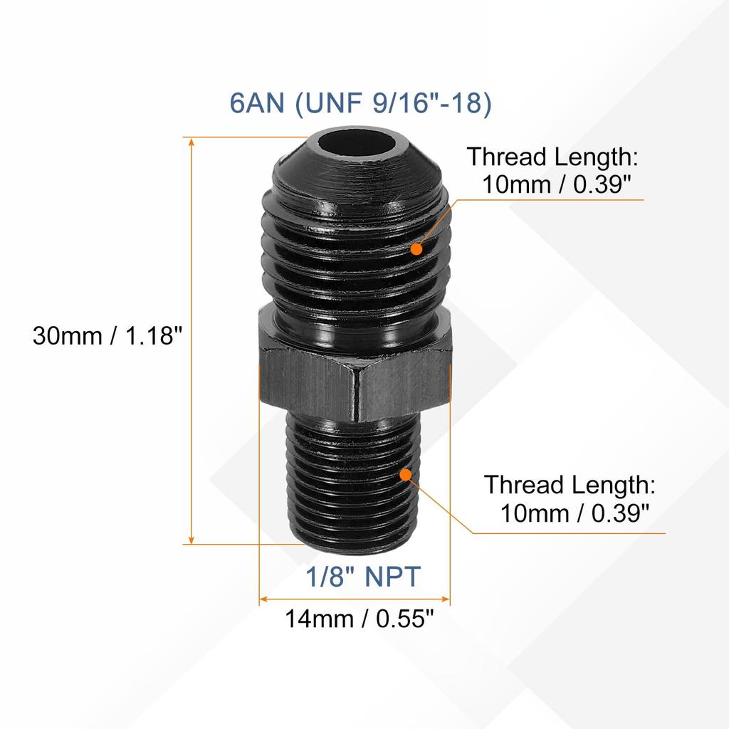 uxcell 6AN Male To 1/8" NPT Male Straight Expansion Adapter