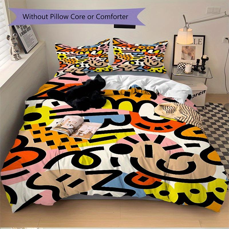 3pcs Abstract Pattern Bedding Set, Breathable and Soft, Suitable for All Seasons, Ideal for Home Use, Suitable for Bedroom Decor 21151