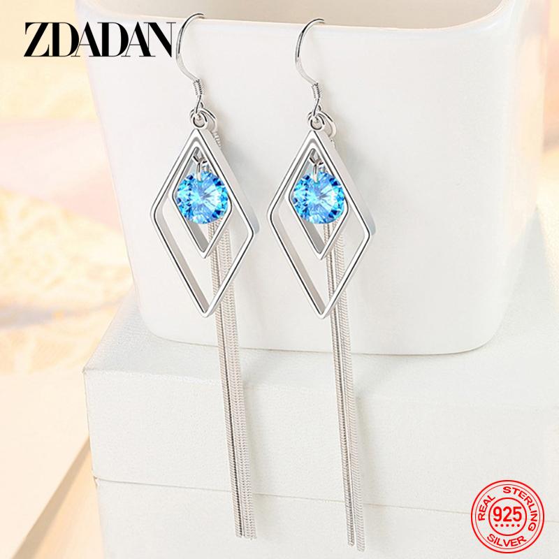 925 Sterling Silver Long Tassel Dangle Earrings For Women Fashion Wedding Jewelry Gift