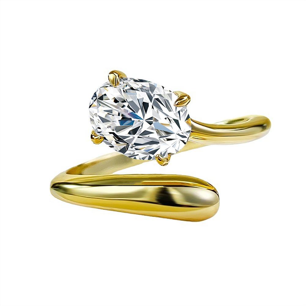 OEVAS 1.5CT 4.5CT Oval Cut Moissanite Rings For Women Adjustable S925 Silver One Size Wedding Band Fine Jewelry