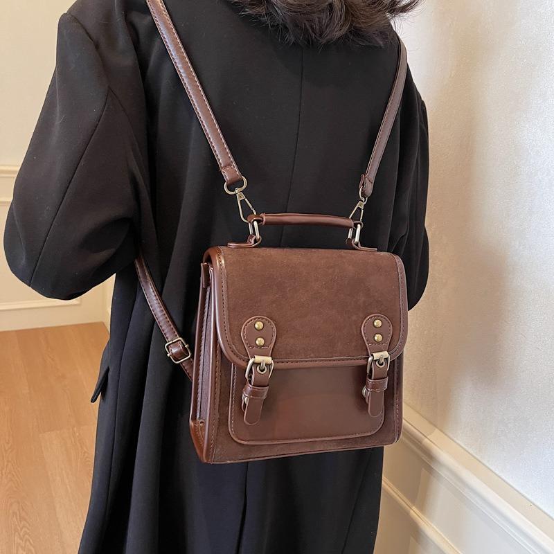 Niche Design Matte Double Shoulder Small Backpack Women's New High-end Multi-functional Single Shoulder Messenger Bag