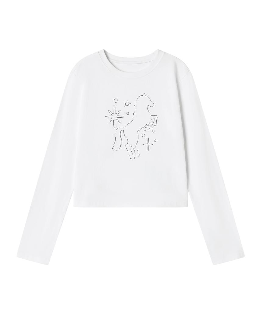 GRAVER [Unisex] Stud Dots Pony Long Sleeve T-Shirt_3 Colors