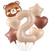 7pcs Cute Bear Balloon Set with 32 Inch Caramel Digital Aluminum Foil Balloon for Birthday Party Decoration Baby Shower Supplies