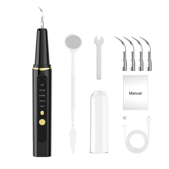 מסיר אבנית שיניים עם 1-4 ראשים להחלפה הסרת אבנית ופלאק כלי דנטלי לבית ולנסיעות נטען אולטרסוני חשמלי לניקוי שיניים