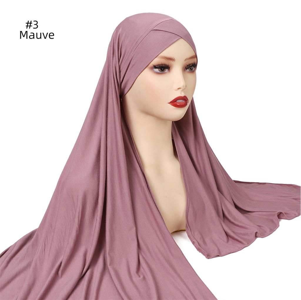 Muslim Women Premium Soft Modal Cotton Jersey Hijab Headwrap Stretchy Instant Hijab Scarf Forehead Cross Design Headscarf