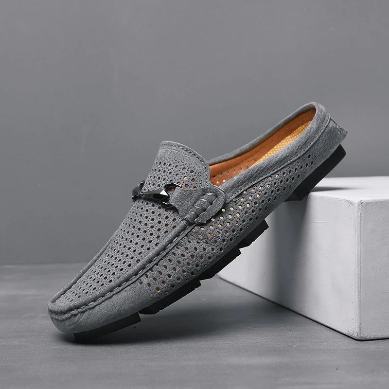 Fashion Fashion Men Leather Slippers Outdoor Loafers Lightweight Mens Shoes Mules Man Summer Casual Sandals Lazy Shoes for Men