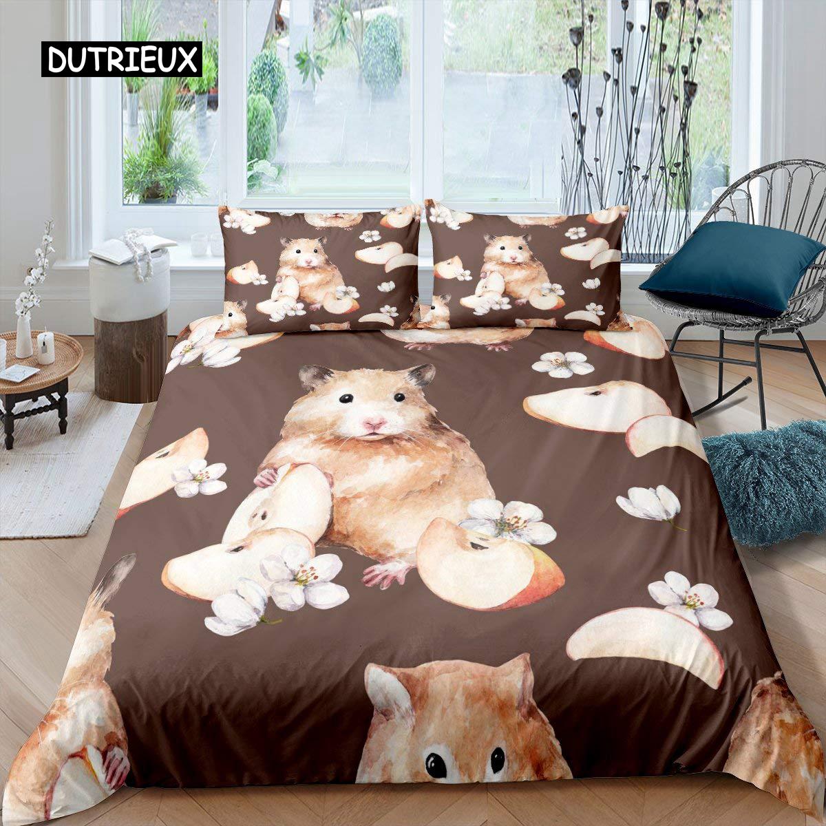 

3D Guinea Pig Bedding Set Cute Mouse Duvet Cover Soft Twin Polyester Quilt Cover for Kids Boys Girls Teen EU single(135x200cm)
