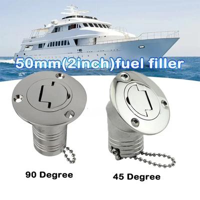 45/90 Degree Stainless Steel 316 Deck Filler Cap GAS DIESEL FUEL WASTE WATER 50mm(2inch) Marine Boat Yacht Hardware Deck Filler