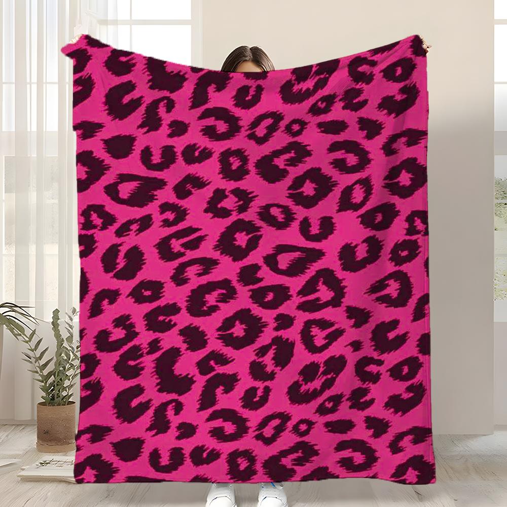 

Art Leopard Print Throw Kid-Friendly Flannel Throw Blanket Soft Warm Anti-Static Washable All Season 75x90cm