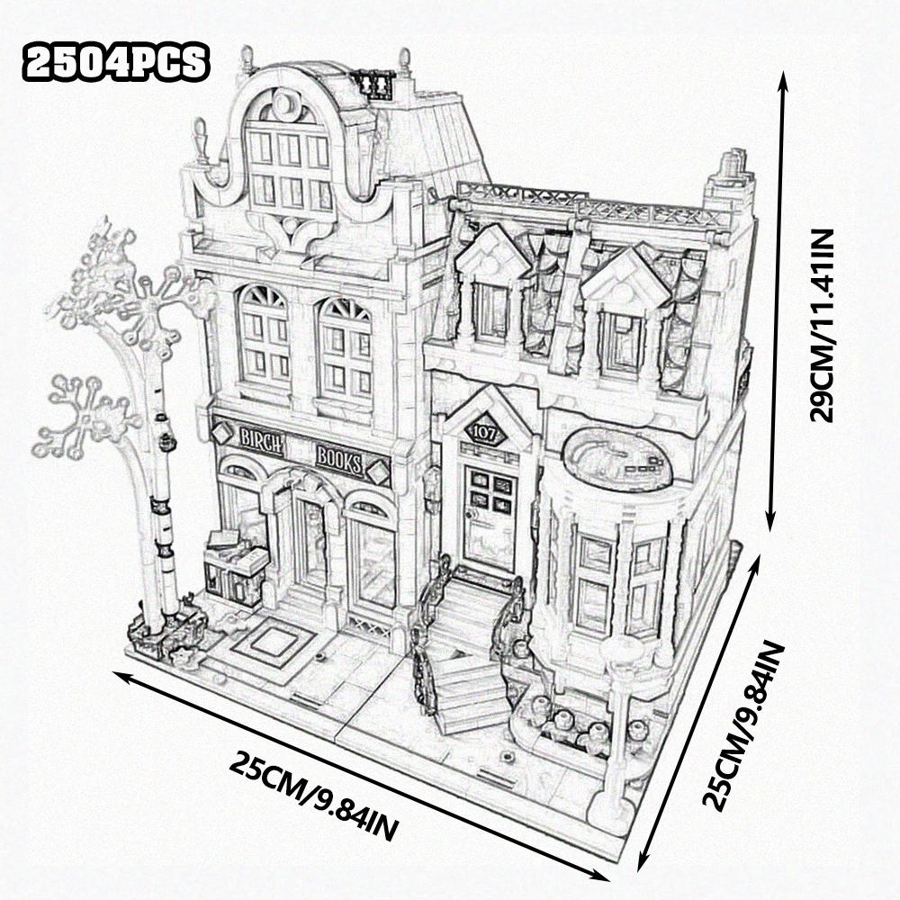 Creative Expert Brick Bank Cafe Corner Model MOC Street View House Building Blocks Toys Pet Book Shop Town Hall Downtown Diner