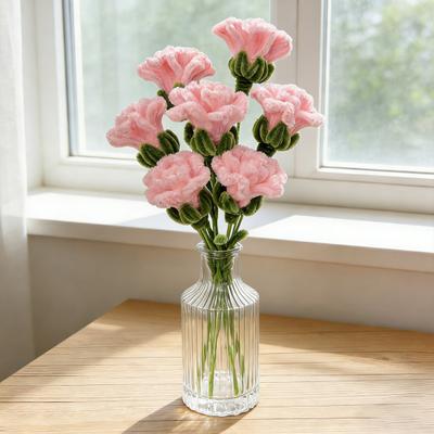 Fertiger Pfeifenreiniger Künstliche Nelke Handgefertigt Konserviert Künstlicher Blumenstiel Plüsch-Drehstock Blumendekoration Geschenk für Frauen