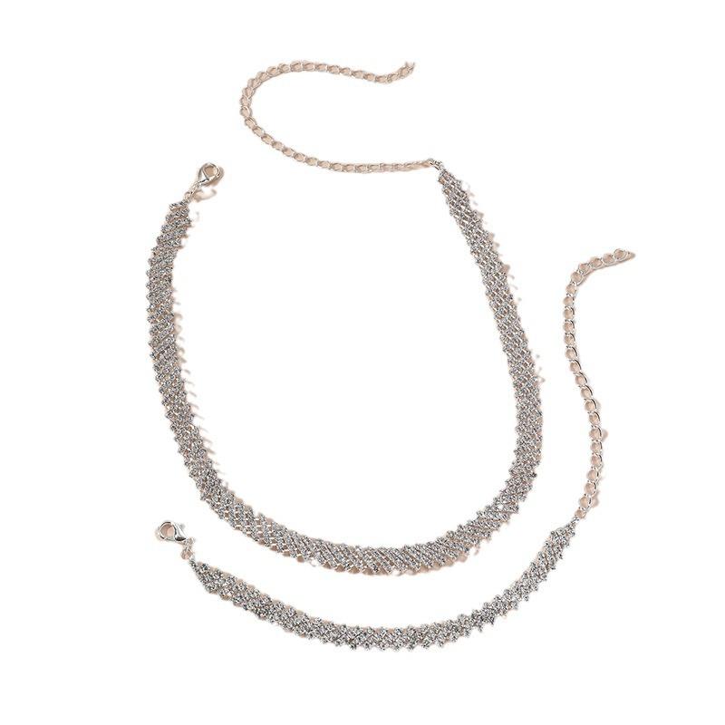 Fashion Necklace Earrings Bracelet Three-Piece Wedding Dress Jewelry Bridal Accessories Set Jewelry