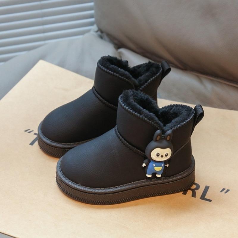 Girls' Warm Snow Boots Winter Thickened Short Boots with Fur Trim Non-slip Soft Sole Cotton Shoes
