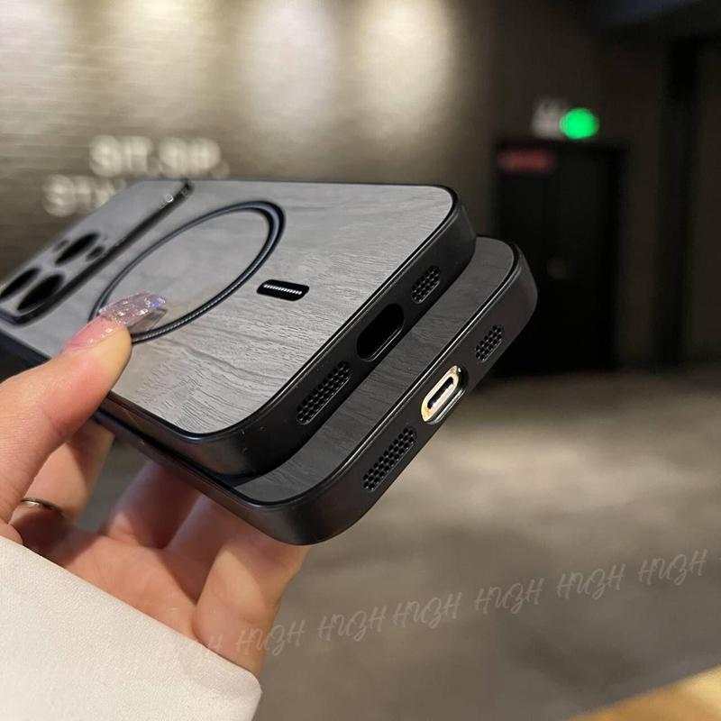 Luxe houtnerf draadloos opladen Magsafe telefoonhoesje voor iPhone 11 12 13 14 Pro Max Plus magnetische bumperhoesjes