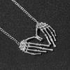 Gothic Punk Skull Hand Pendant Necklace for Men - Hip Hop Clavicle Chain Alloy Jewelry