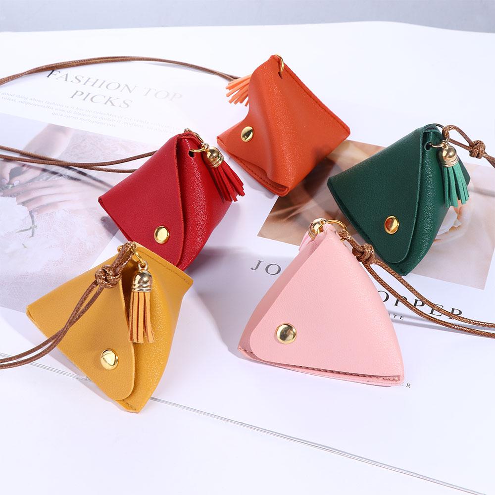 

Small Item Bag Wedding PU Coin Purse Lipstick Cosmetic Bag Triangle Storage Bag Women Change Wallet оранжевый