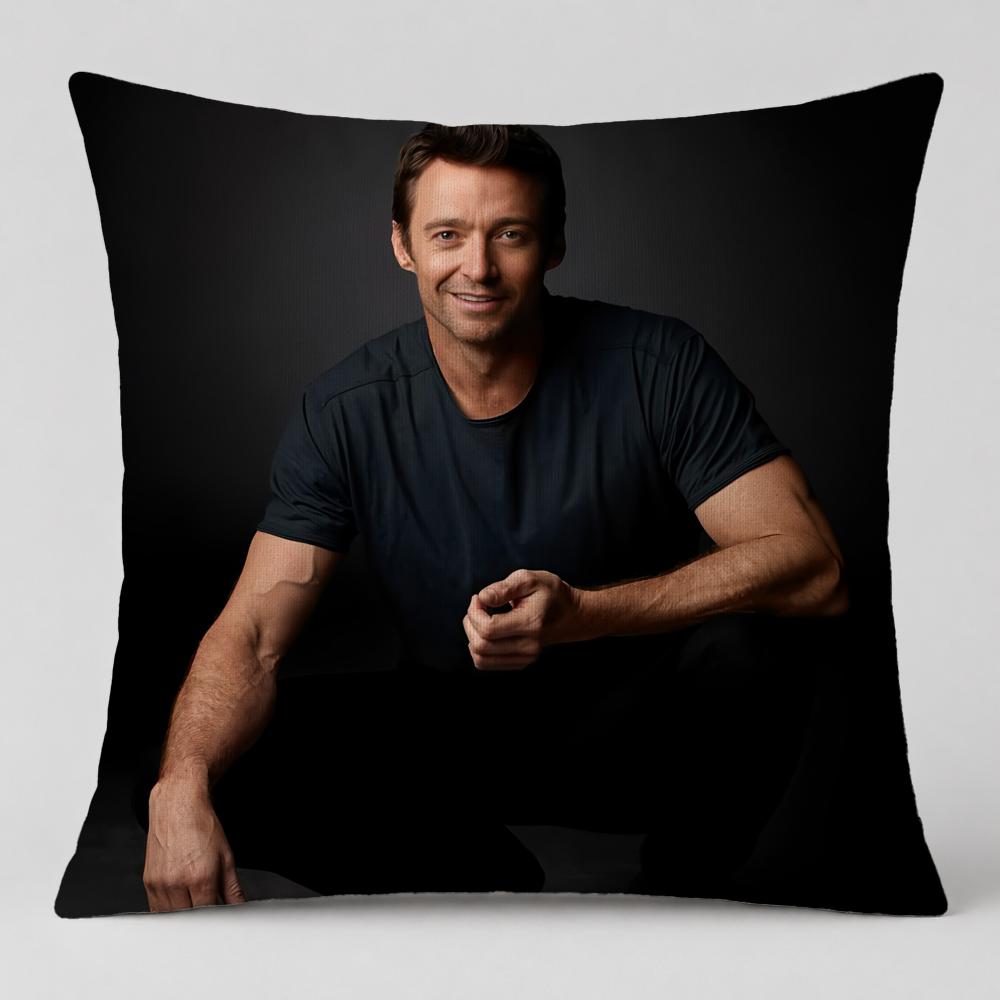 Celebrity Hugh Jackman Cushion Cover Short Plush Cushion Cover Double Sided Print Washable Sofa Pillowcase Home Decor Gift