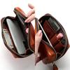 IJUN Vintage Clutch Bag for Women - Handmade Vegetable-Tanned Leather, Smartphone Compatible (Orange)
