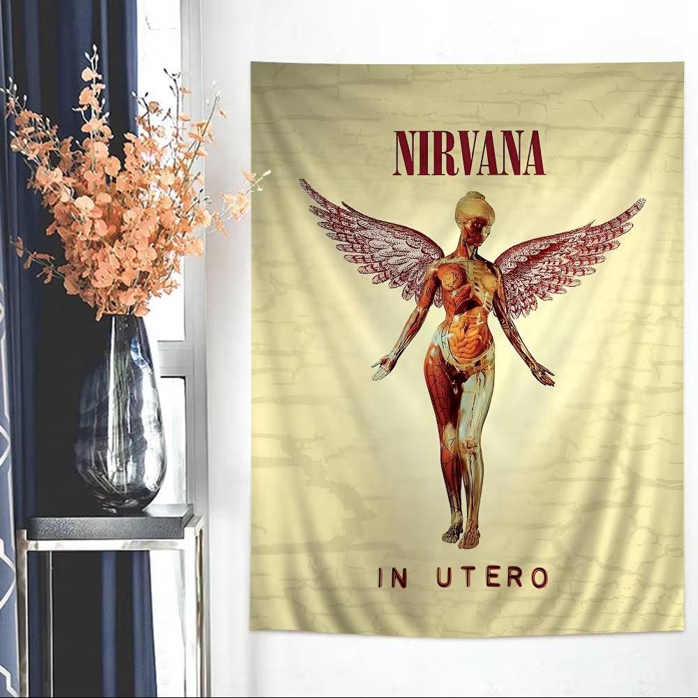 

Гобелен с изображением альбома Nirvana In Utero, Настенное панно рок-группы в стиле гранж, Декор для музыкального фаната, Полиэстер, Устойчивый к выцветанию, Баннер для помещений и улицы 74x94cm(29x37in)