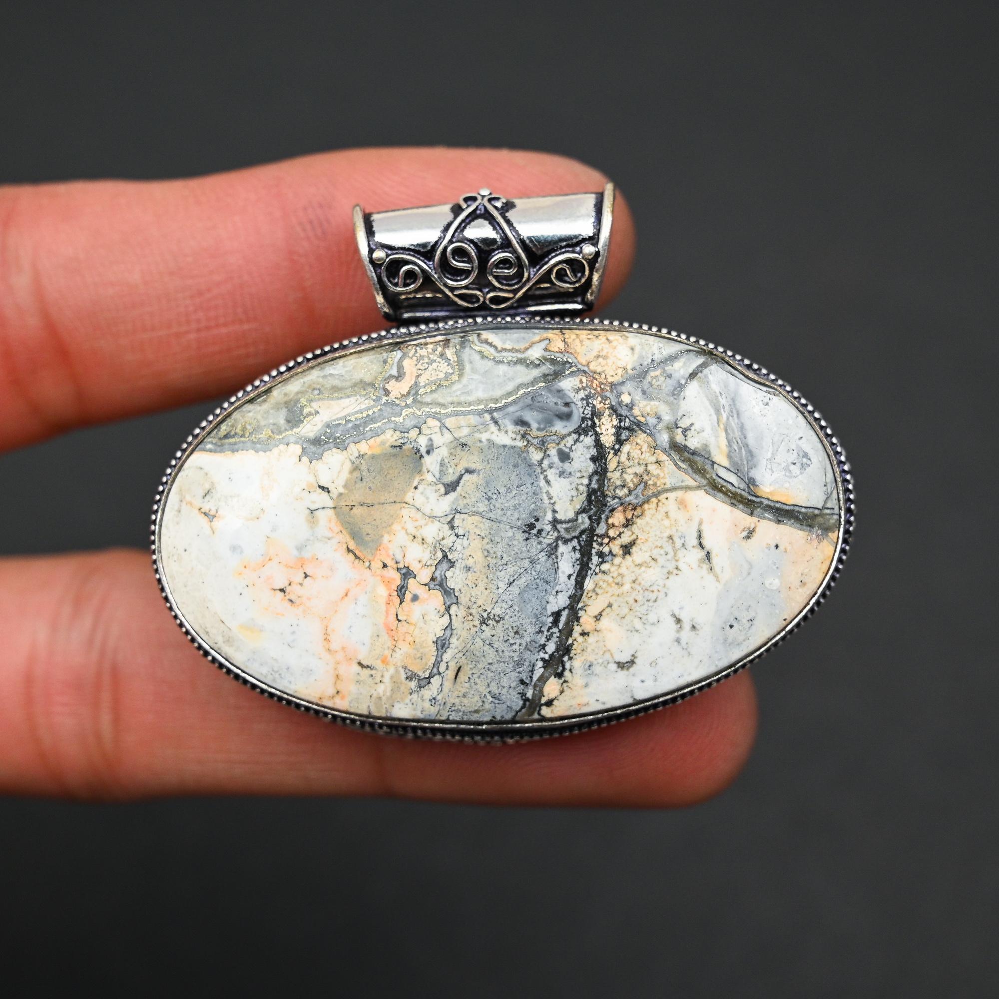 

Ювелирное изделие из стерлингового серебра 925 пробы с драгоценным камнем Maligano Jasper, подарочная подвеска LK-45