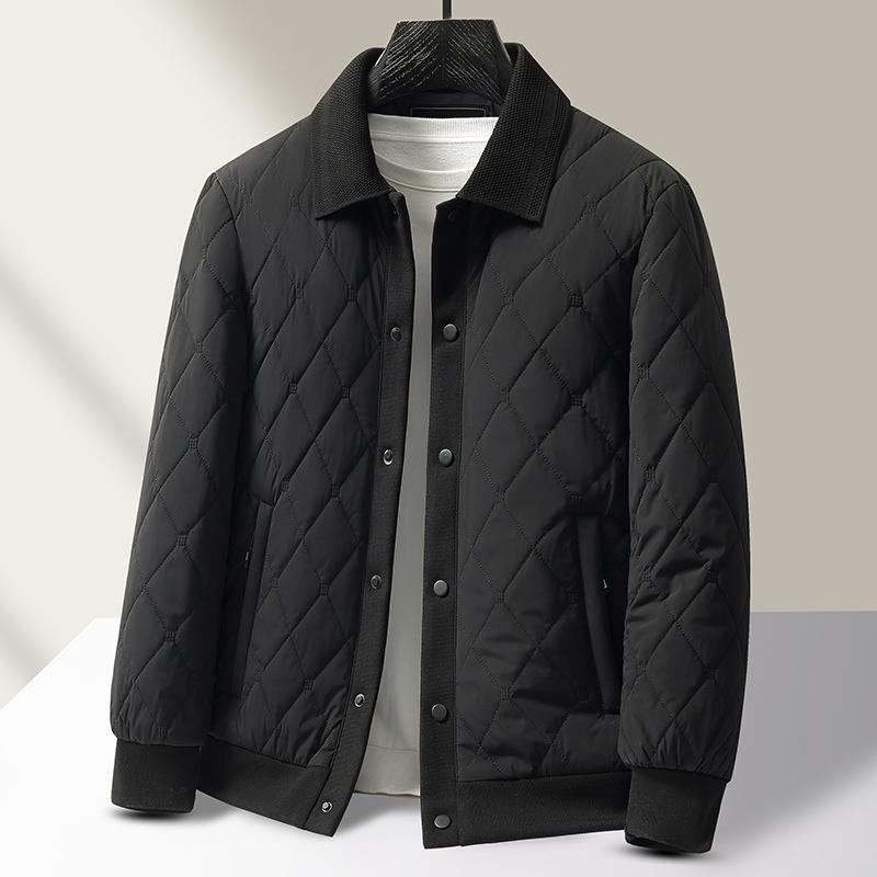 Men's Winter Ribbed Collar Cotton Mulberry Silk Jacket - Business Casual Outerwear