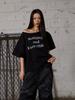 Beidipi Lettering Oversized One-Shoulder Short Sleeve T-Shirt - Black