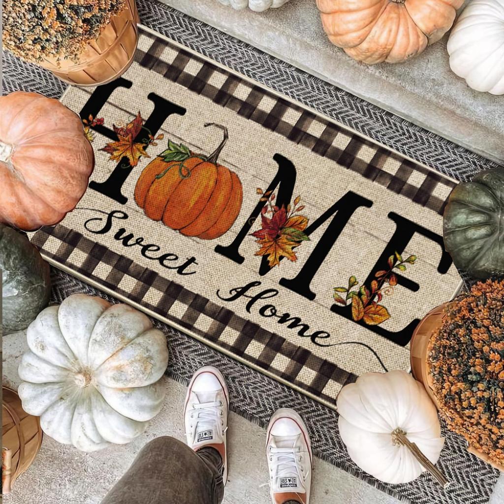 Autumn Entrance Floor Mat Holiday Indoor and Outdoor Welcome Mat Anti-Slip Kitchen Bedroom Carpet Home Decoration
