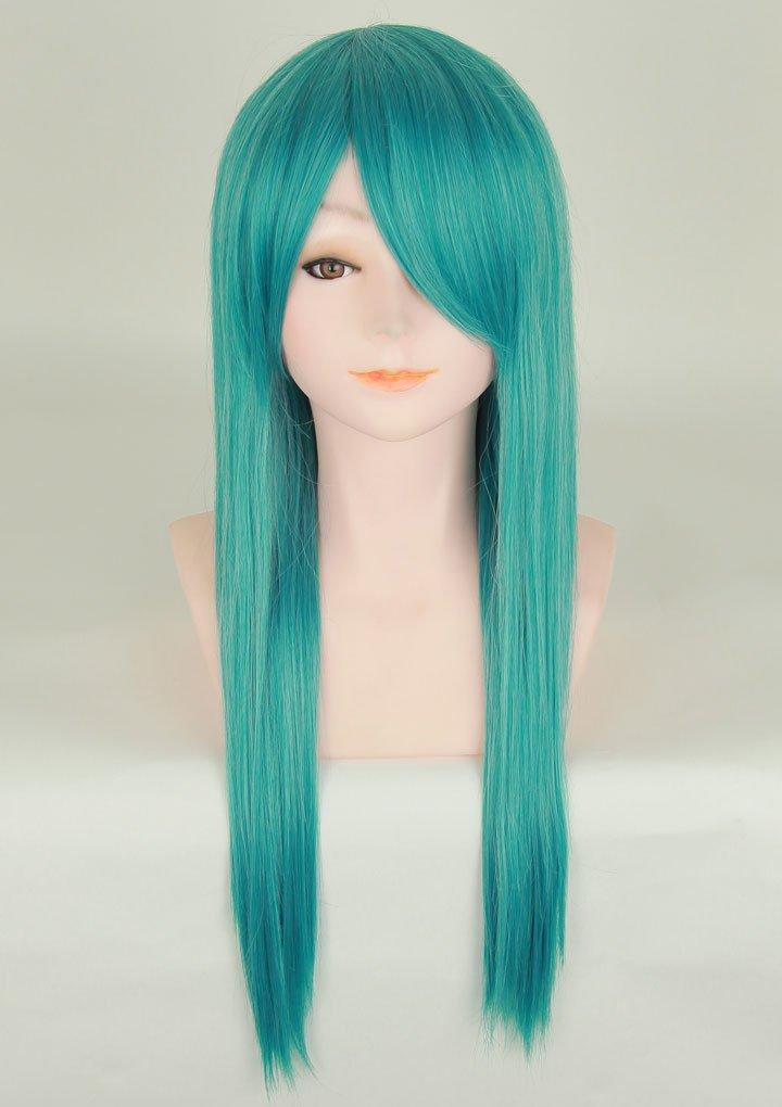 Wig Cosplay Full Wig Long Wig Straight Blue Green Blue Hair Green Hair Natural Smooth Heat Resistant Wig Wig with Net [Fujitatsu] Semi-long