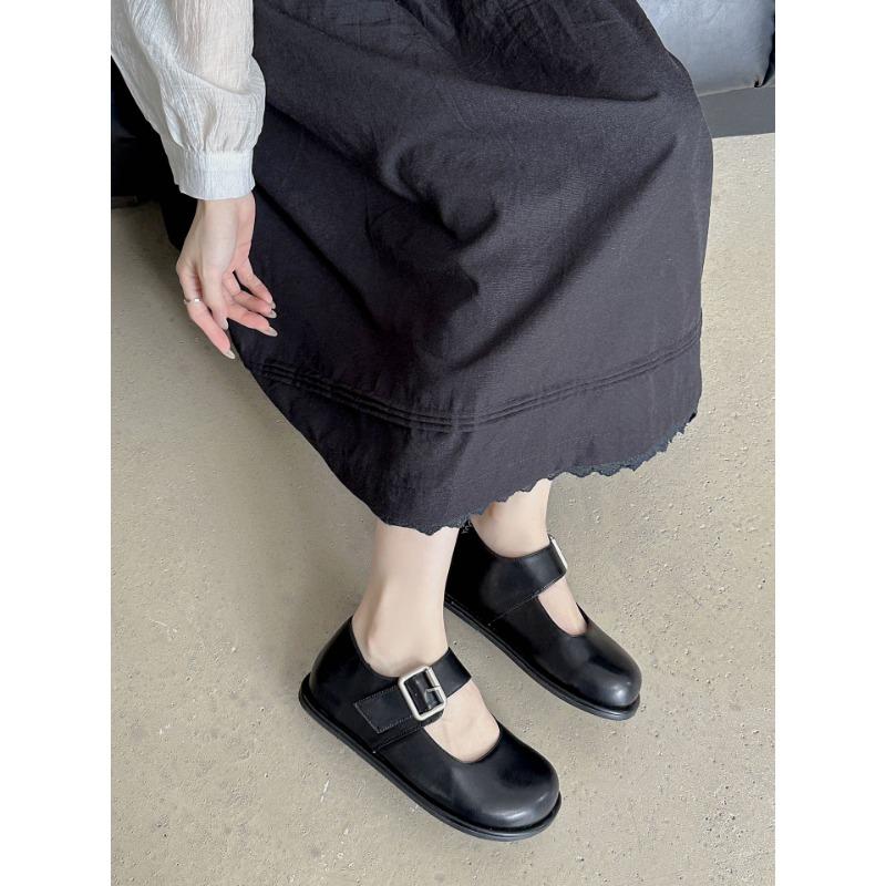 Shallow mouth breathable Doudou shoes women's summer new Mary Jane shoes one-word buckle flat shoes casual single shoes women
