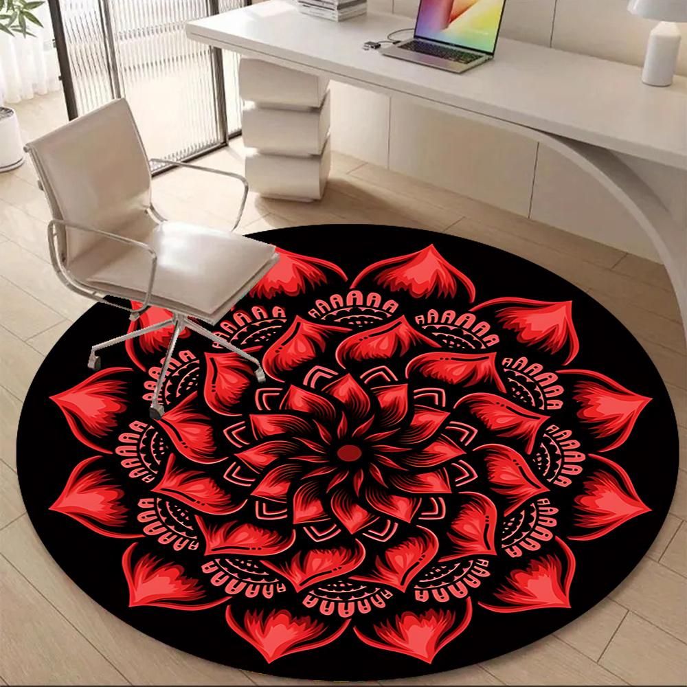1pc Floral Mandala Office Round Area Rug, Indoor Mat Suitable ForOffice, Under Office Chairs Bedroom Living Room Home Decor, Room Deco q136