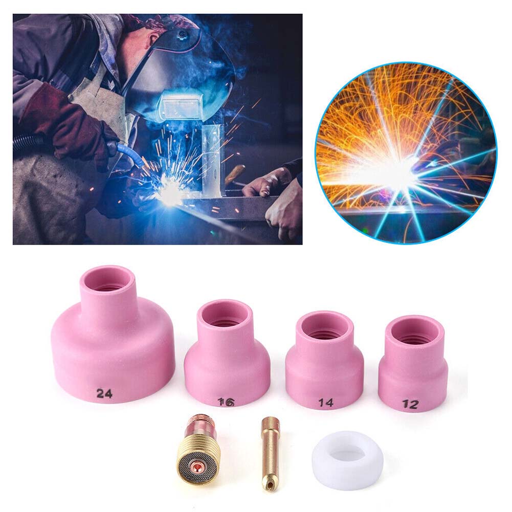 Dysze ceramiczne TIG Zestawy dysz TIG Zastosowania spawalnicze DIY Kompletny zestaw dysz spawalniczych Materiały eksploatacyjne Zestaw spawalniczy 7 sztuk