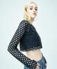 ATTENTIONROW FOR WOMEN Punched Layered Net Knit (Dark Gray)