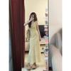 French girl floral medium and long ruffle skirt female sexy slim summer vacation lace suspender dress