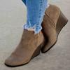 Autumn and Winter New Flat-bottomed Wedge Short Boots Women's Retro Horse Chelsea Boots Large-size Women's Shoes