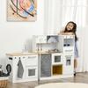 Wooden Toy Kitchen for Children 3+ Years Old, Toy Kitchen with Lights, Sounds and Stool, White