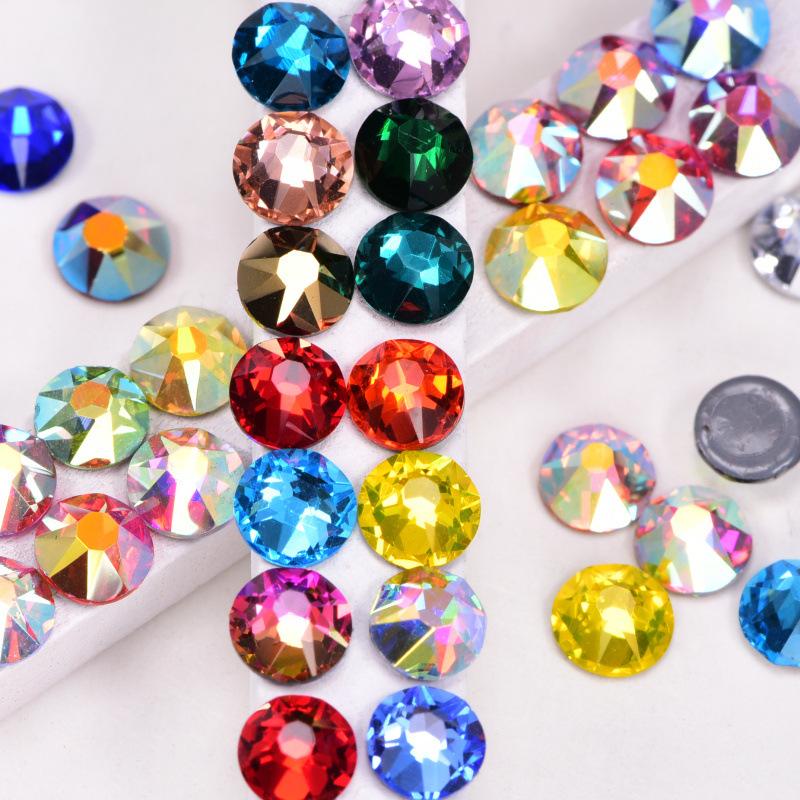 Eight Big And Eight Small Imitation Austrian Hot Diamond Ab Color, Glass Rhinestone Hot Melt Adhesive Bottom Hot Diamond Diy Clothing Accessories