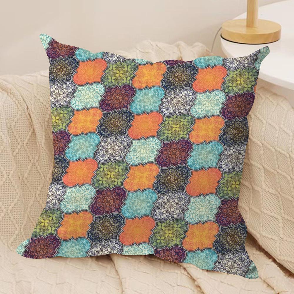 Mandala Cushion Cover Silky Short Plush DoubleSided Printed Pillow Case for Sofa All Seasons Home Decor Gift