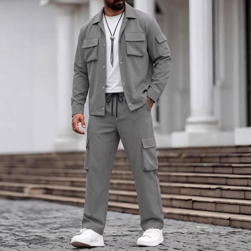 Herren 2-teiliges Outfit Cargo-Jacke und Hosen-Set