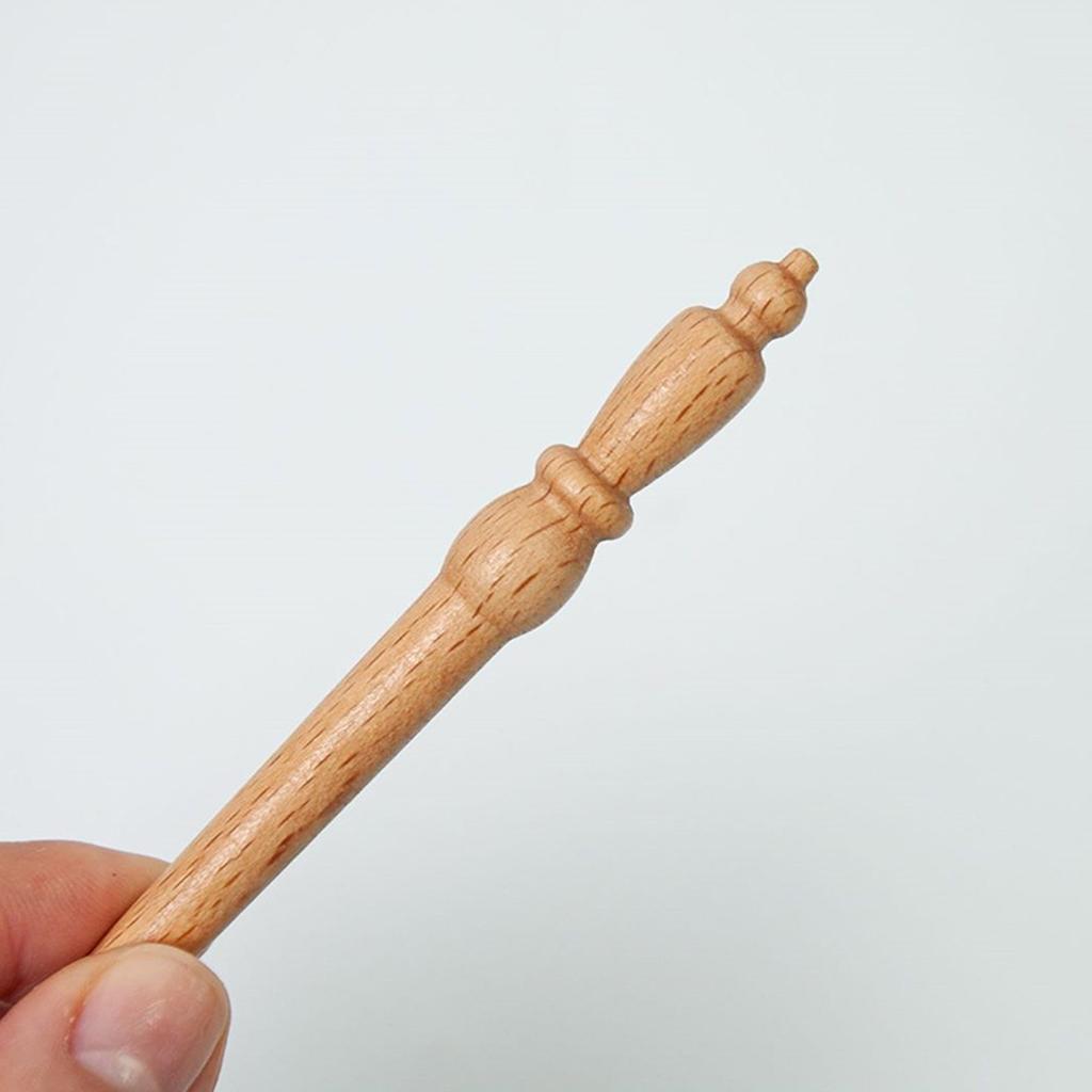 Embroidery Hook Wood Handle Includes Needle (0.8mm 1.0mm 1.2mm) Embroidery Crochet Hook for Sequins Beading Knitting