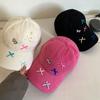 Bow Baseball Cap for Women Wide Brim Cotton Bowknot Peaked Hat Korean Dopamine Cute Big Head Circumference Adjustable Bows Hats