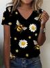 Camiseta de Manga Corta con Cuello en V Estampado 3D para Mujer Verano Estampado 3D Holgada Casual Oversize Tops Camisetas