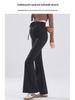 Winter Fleece-Lined Maternity Flare Pants with Abdominal Support and High Waist Design