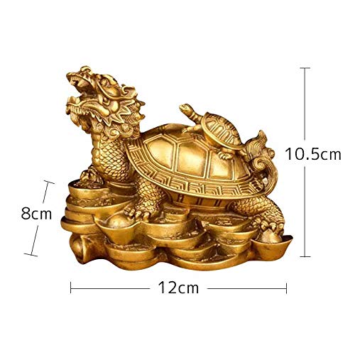 Dragon Turtle (Longgui) Parent and Child, Attached to Five Emperors' Coins, Made of Copper and Brass, Feng Shui Ornament, Feng Shui Item, Fortune, Wea