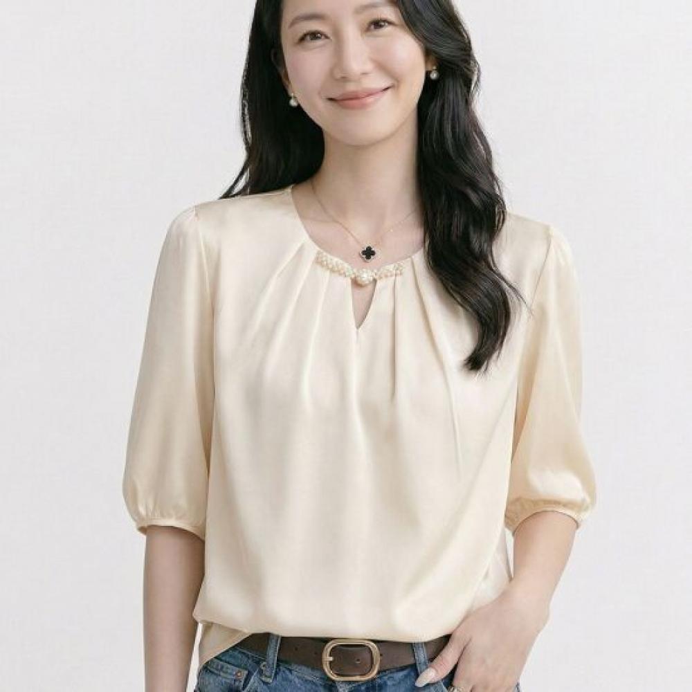 Navava Women Shirring Bead Point 5 Sleeve Blouse Nb3112